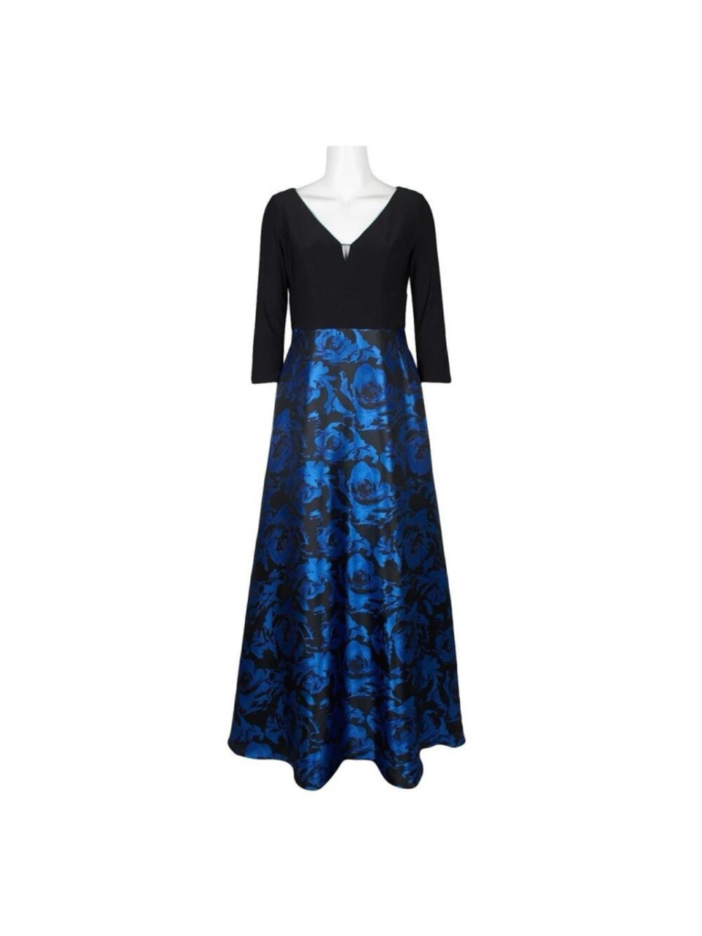 Adrianna Papell Quarter Sleeve Stretch Jersey Floral Jacquard Gown 14 NWT